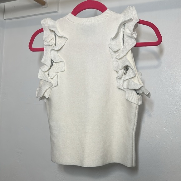 3.1 Phillip Lim Solid Ruffle Tank W Zippers Size XS White NEW WITH TAGS - Picture 9 of 13
